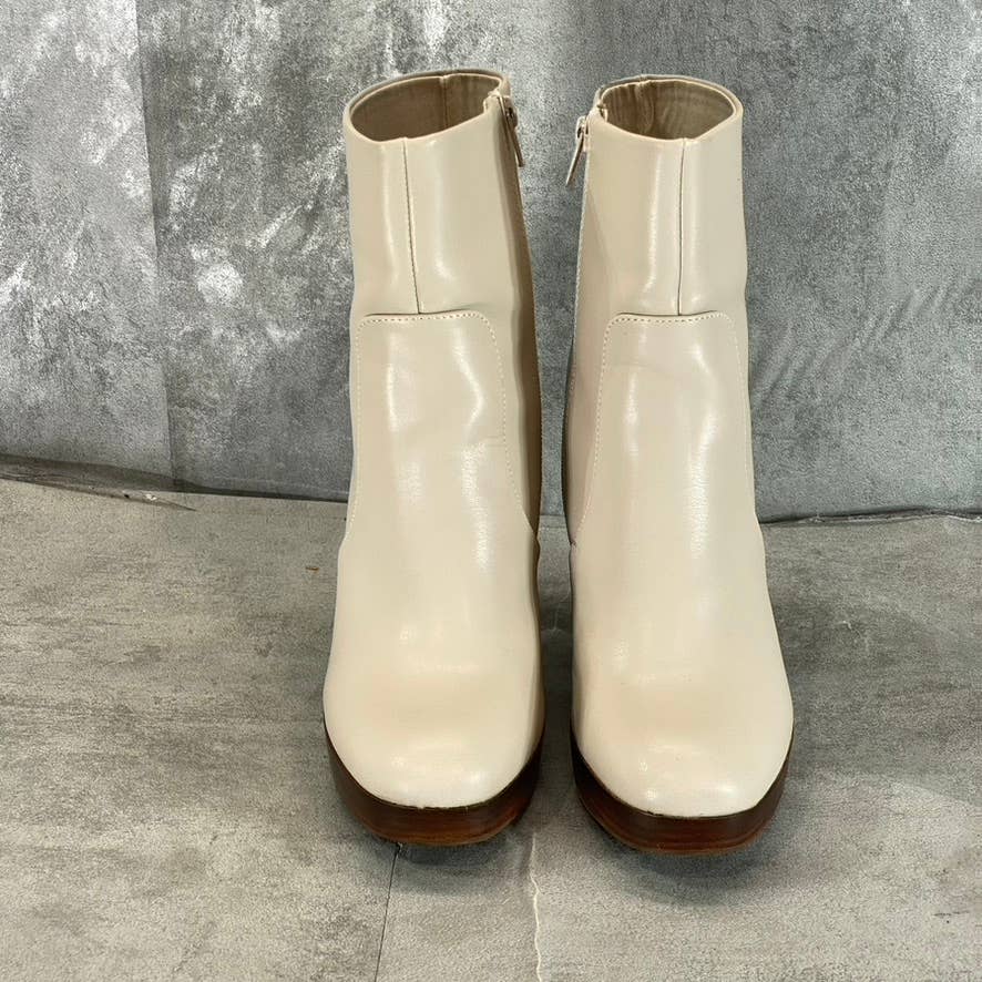DV By Dolce Vita Women's Ivory Marigold Side-Zip Stacked-Heel Platform Boots SZ9
