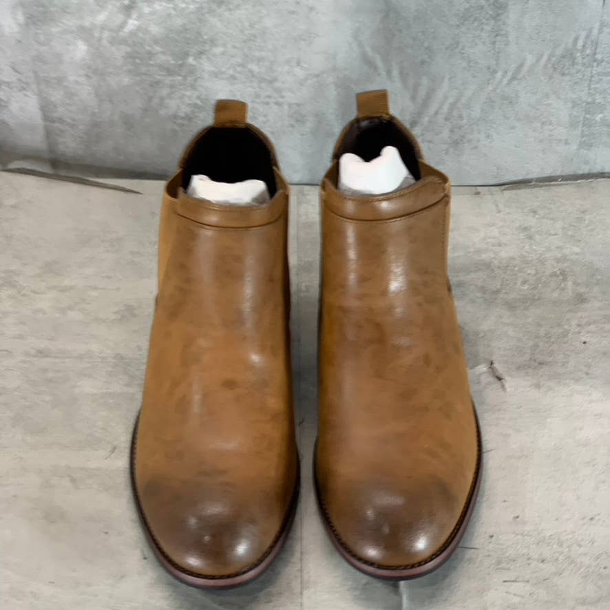 VANCE CO. Men's Chestnut Faux Leather Landon Pull-On Chelsea Dress Boots SZ 9.5
