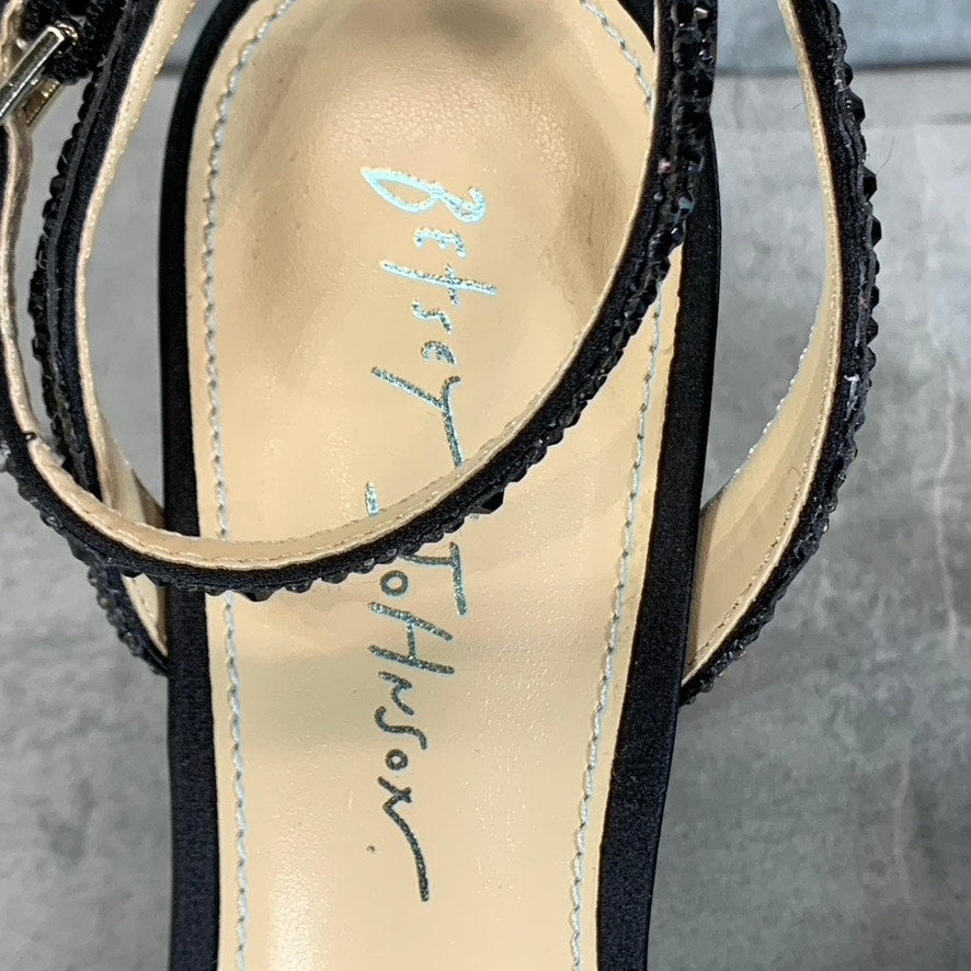 BLUE By Betsey Johnson Women's Black Beth Rhinestone Platform Sandals SZ 7
