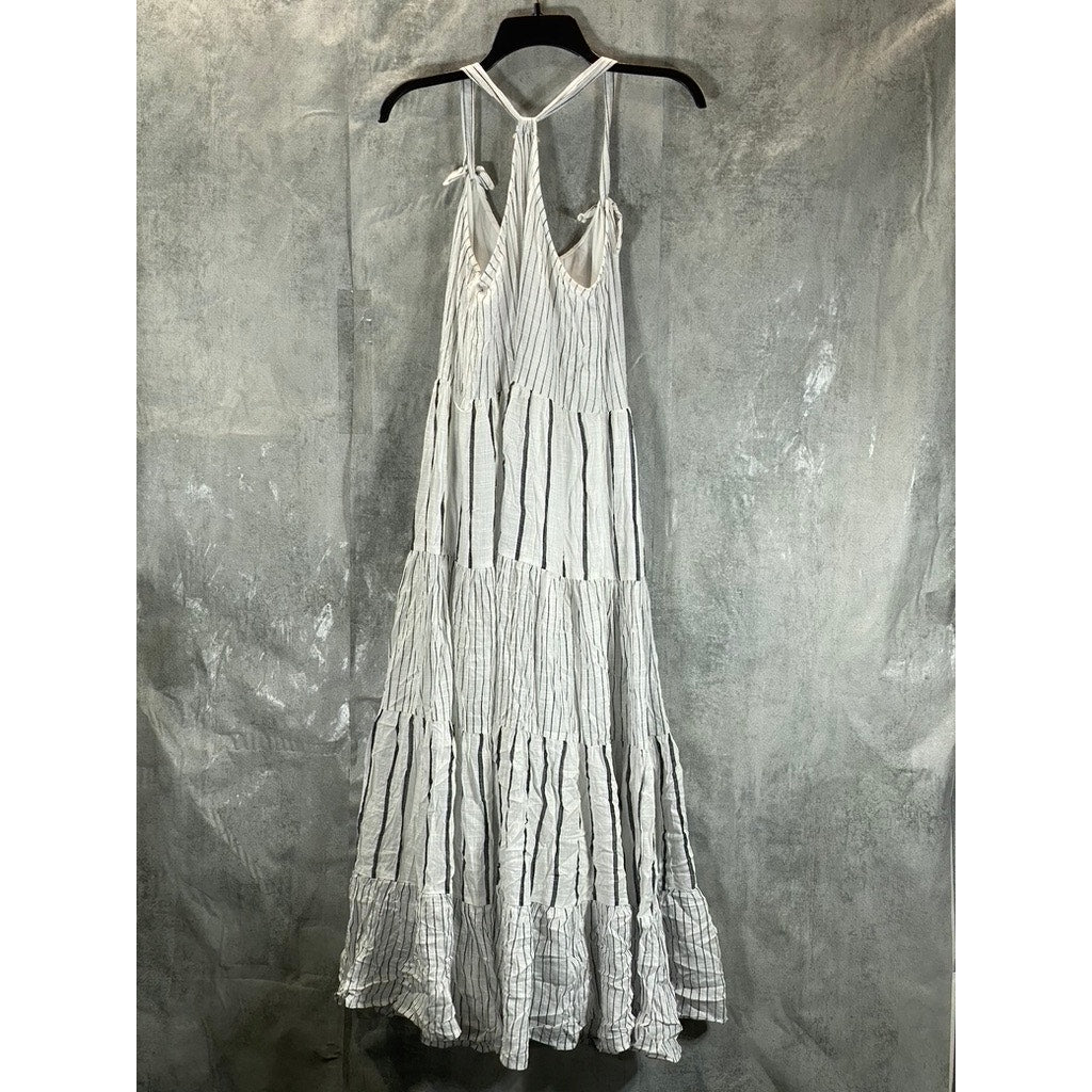 RILEY & RAE Women's Ultra White/Black Jill Striped Tie-Strap Maxi Dress SZ XS
