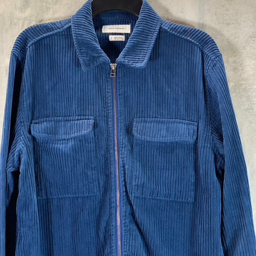 URBAN OUTFITTERS Men's Blue Corduroy Zip-Up Flap Pocket Shirt Jackets SZ S