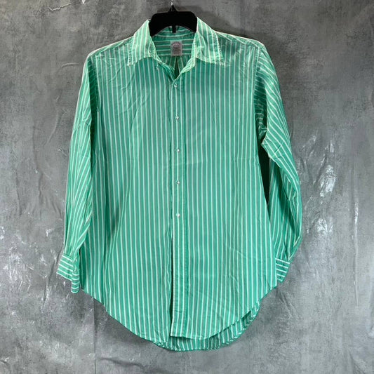 BROOKS BROTHERS Men's Green Striped Regular-Fit Button-Up Shirt SZ 16.5