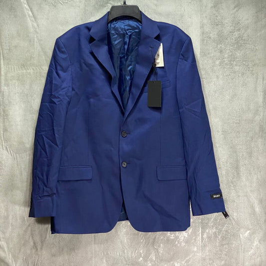 DKNY Solid Blue Modern-Fit Two-Button Notched Lapel Lined Regular Suit Jacket SZ 43R