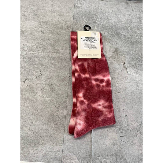 Sun + Stone Men's Red Tie Dye Knit Crew Single Sock SZ 10-13