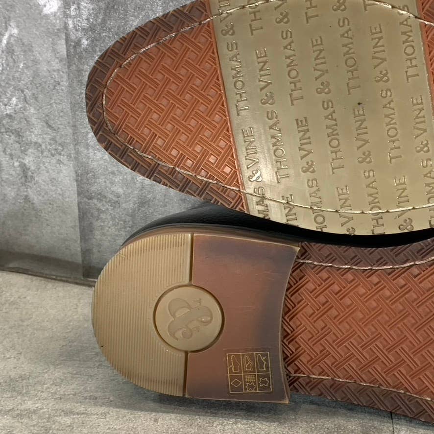 THOMAS & VINE Men's Black Leather Clayton Lace-Up Derby Shoes SZ 12