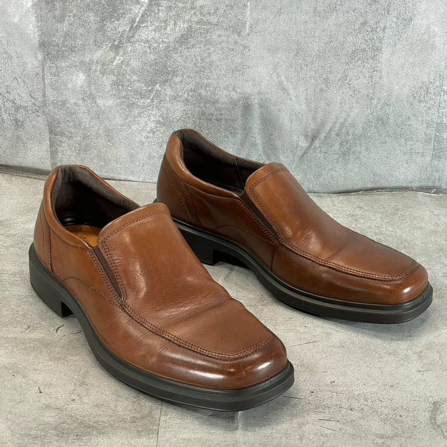 ECCO Men's Cognac Leather Helsinki 2 Apron-Toe Slip-On Loafers SZ 7/7.5