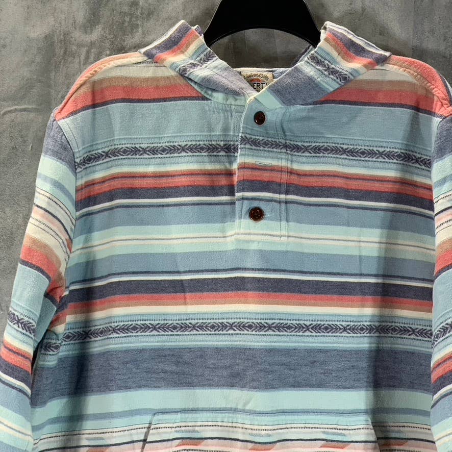 FAHERTY BRAND Men's Blue/Orange/Red Three-Button Baja Pullover Hooded Poncho SZL