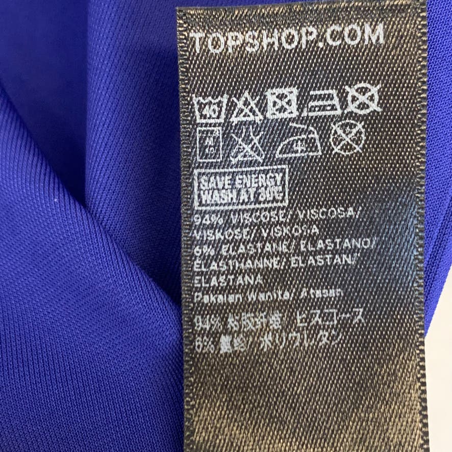 TOPSHOP Boutique Solid Royal Blue 3/4 Sleeve Top SZ 2