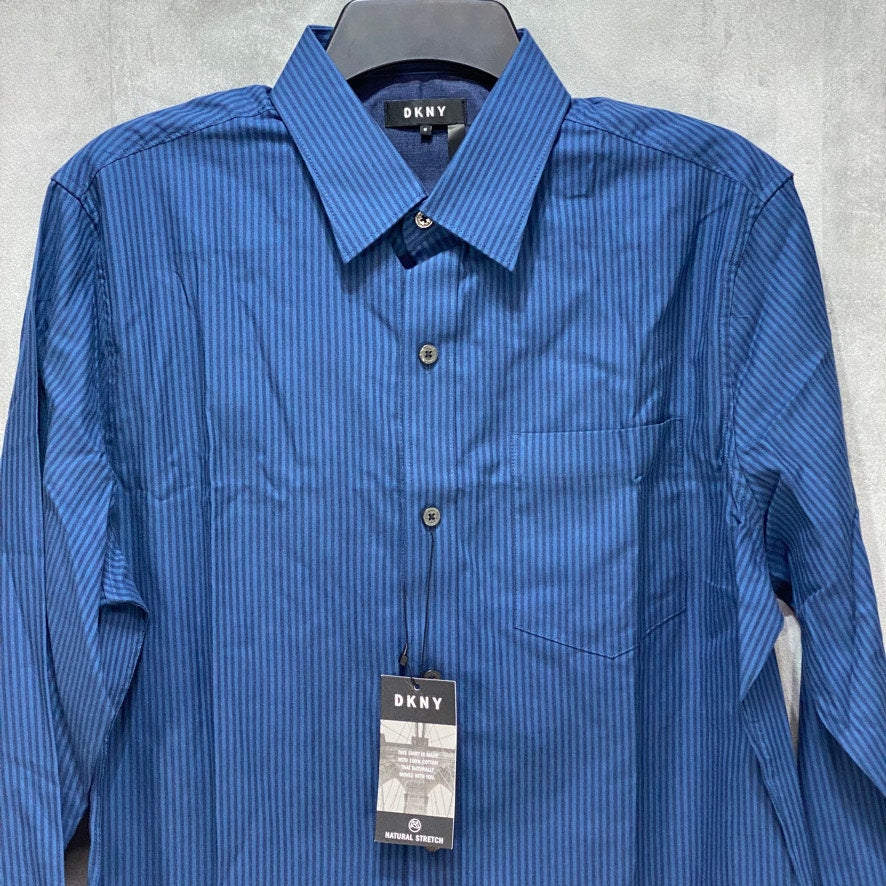 DKNY Blue Pinstripe Cotton Long Sleeve Dress Shirt SZ M