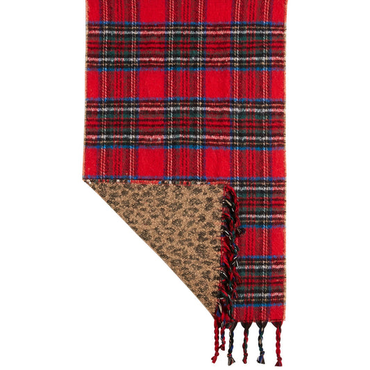 STEVE MADDEN Red Plaid & Animal Print Reversible Blanket Scarf OS