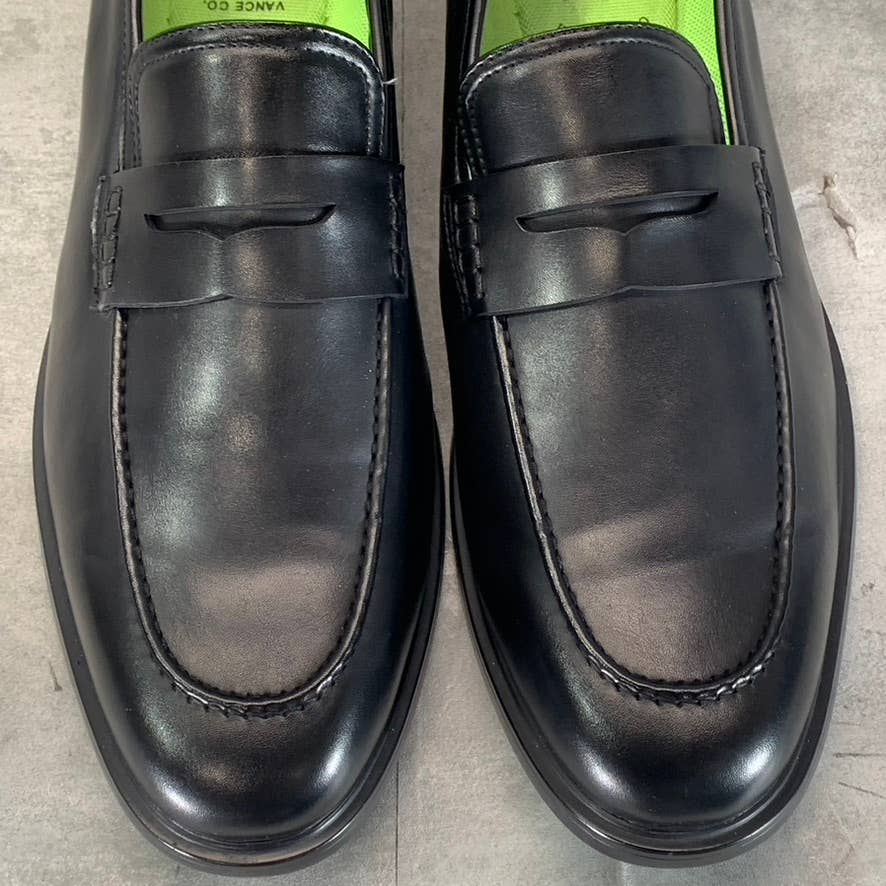 VANCE CO. Men's Wide Width Black Faux Leather Keith Slip-On Penny Loafers SZ 12W