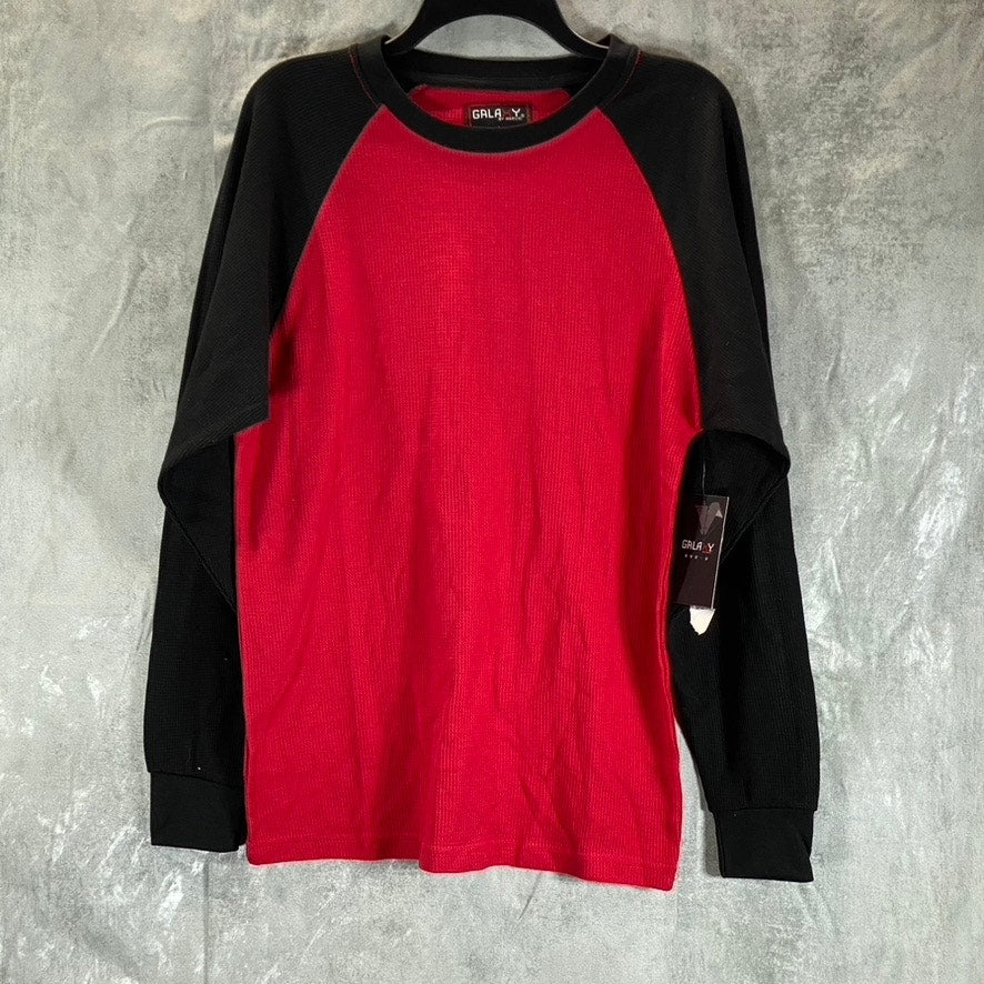 GALAXY BY HARVIC Men's Black/Red Two-Tone Crewneck Raglan Thermal T-Shirt SZ M