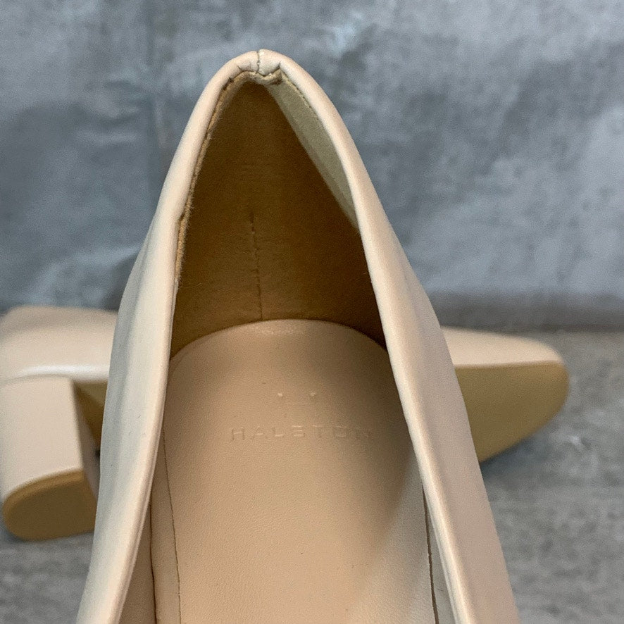 HALSTON Ivory Paris Block Heel Cushioned Slip-On Round-Toe Pumps SZ 11