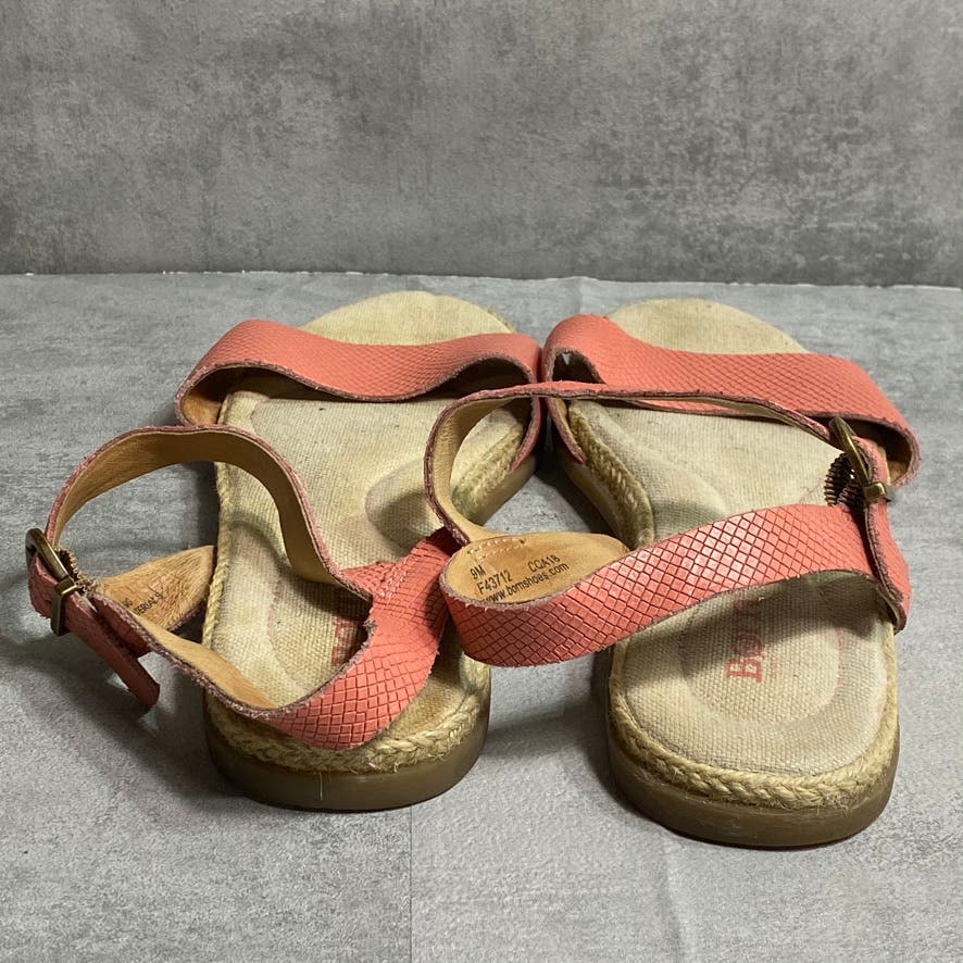 BORN Pink Snake Embossed Ankle Strap Sandals SZ 9