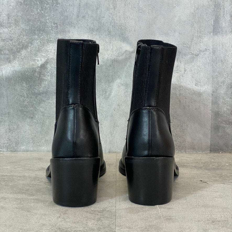 DV DOLCE VITA Black Olystia Almond-Toe Rib Fabric Shaft Block Heel Booties SZ8.5