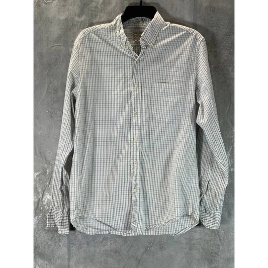 J.CREW Men's White Checkered Classic-Fit Secret Wash Button-Up Shirt SZ M