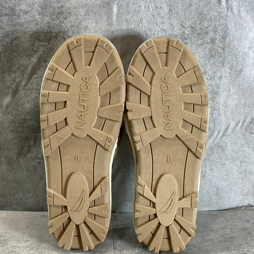 NAUTICA Women's Natural Chyler Faux-Fur Slide Slippers SZ 8