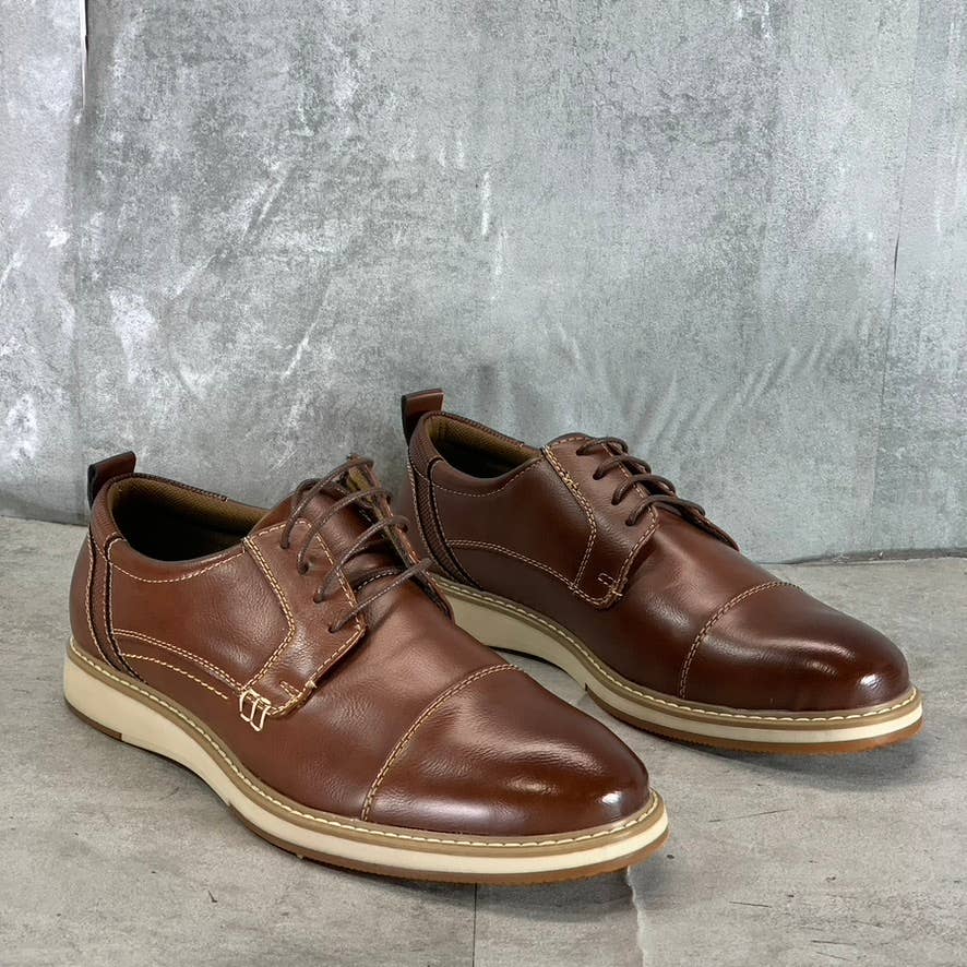 VANCE CO. Men's Brown Faux Leather Jedd Cap Toe Lace-Up Oxford SZ 9.5