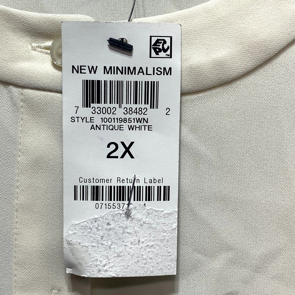 ALFANI Plus Size Antique White Band Collar Blouson-Sleeve Button-Up Top SZ 2X