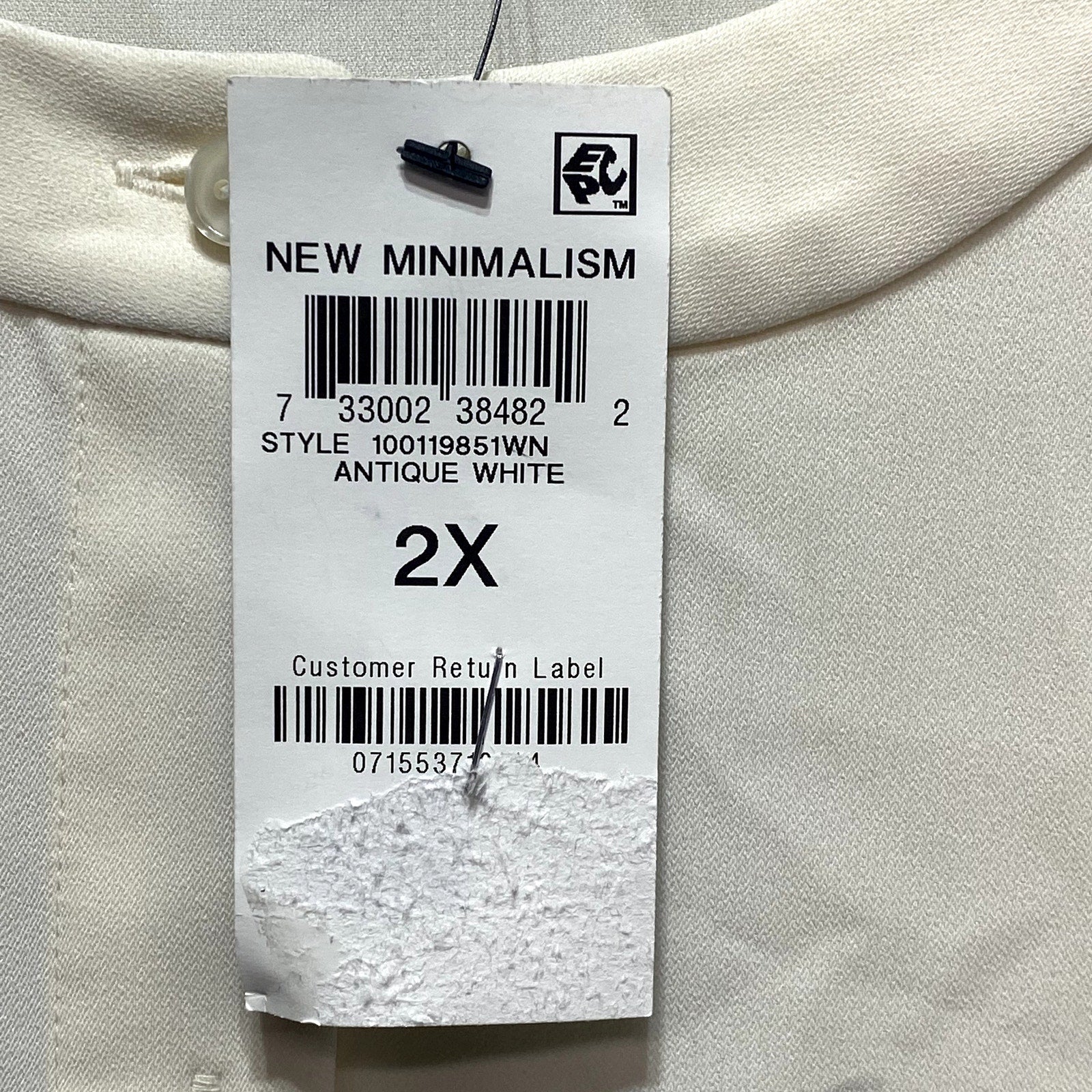 ALFANI Plus Size Antique White Band Collar Blouson-Sleeve Button-Up Top SZ 2X