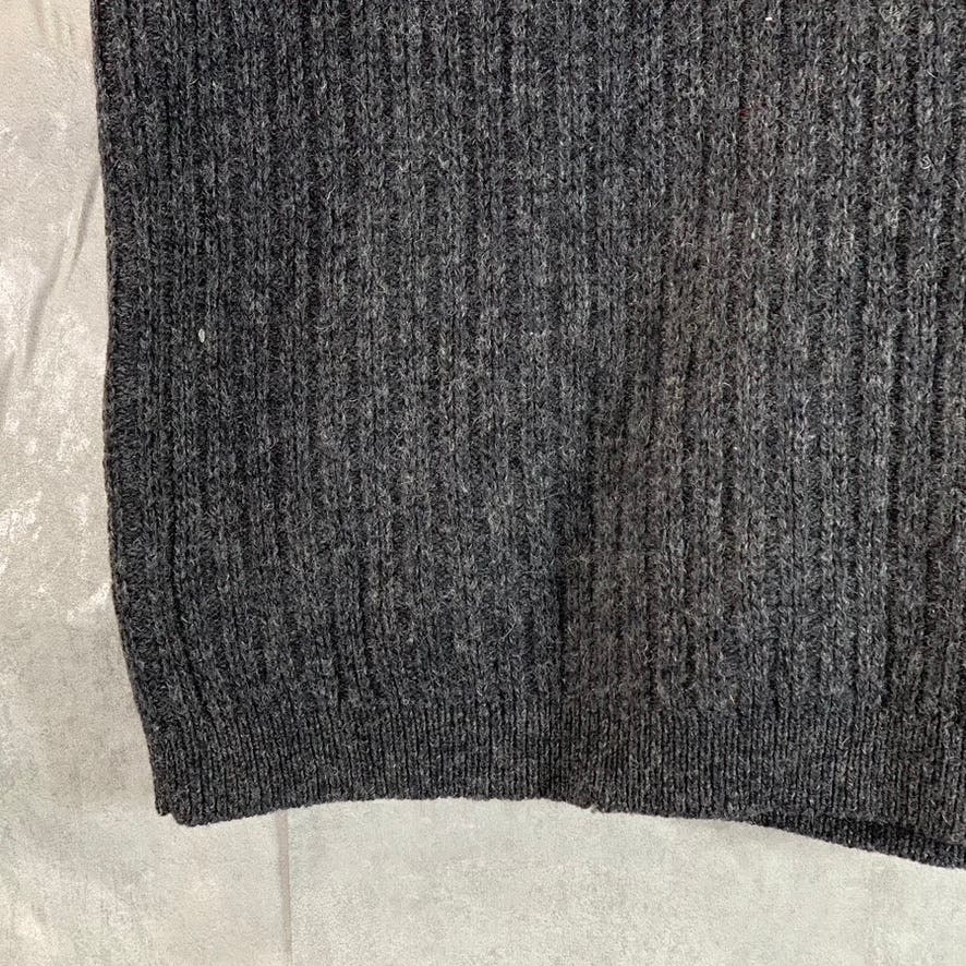 EDDIE BAUER Men's Charcoal Wool Ribbed V-Neck Pullover Sweater Vest SZ XL