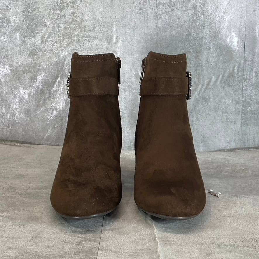 IMPO Women's Mink Brown Faux-Suede Gandan Memory Foam Wedge Booties SZ 7