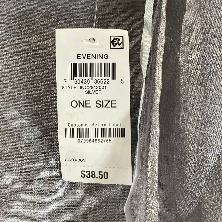 INC INTERNATIONAL CONCEPTS Women's Silver Crescent Scalloped Wrap SZ OS
