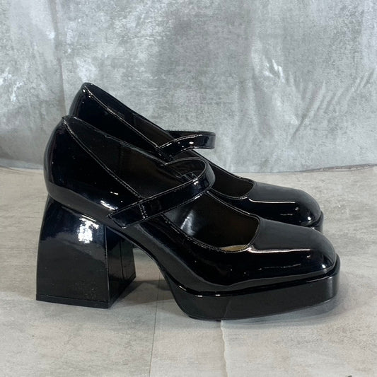 BAR III Women's Black Patent Nexie Mary Jane Block-Heel Platform Pumps SZ 8.5