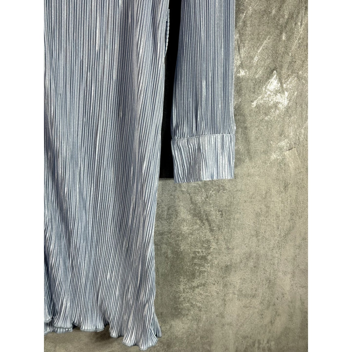 PEPPERMAYO Women's Baby Blue Plisse Soho Chic Long Sleeve Mini Shirt Dress SZ 0