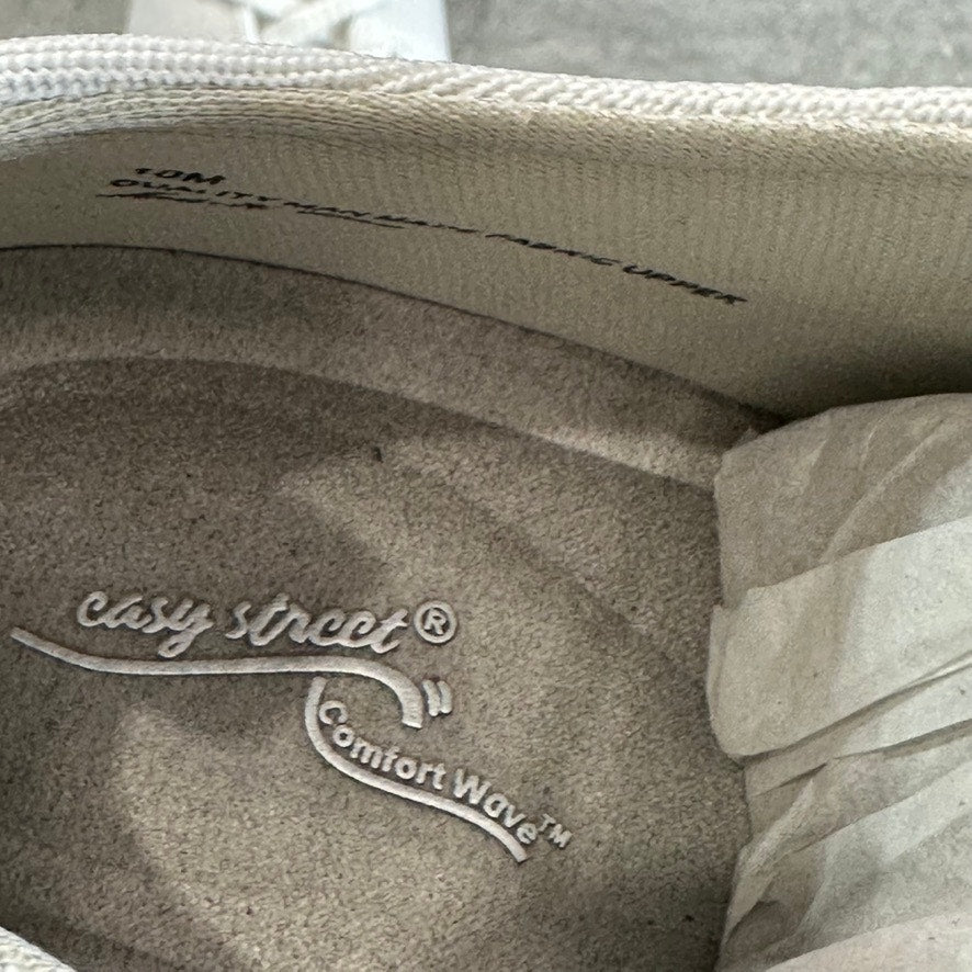 EASY STREET Women's White Knit Command Round-Toe Lace-Up Sneakers SZ 10