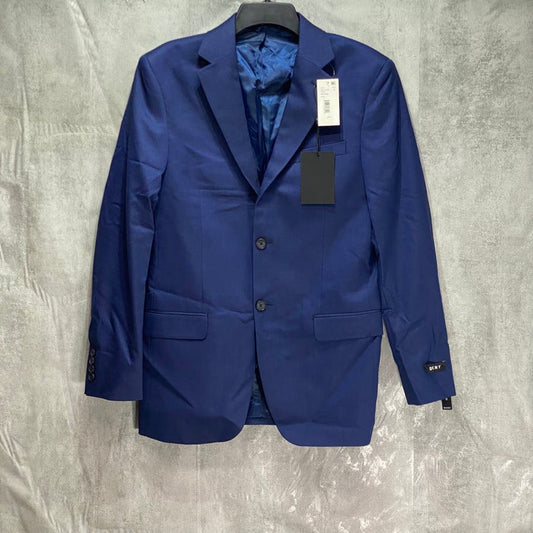 DKNY Solid Blue Modern-Fit Two-Button Notched Lapel Lined Regular Suit Jacket SZ 38R