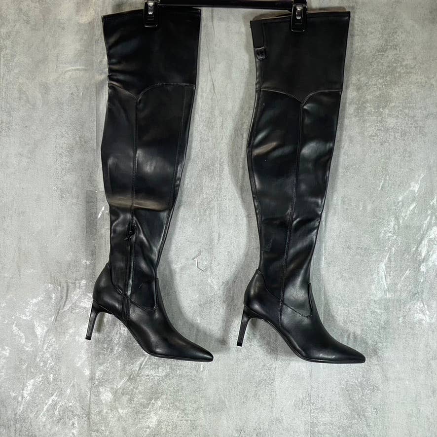 CALVIN KLEIN Women's Faux-Leather Sacha Pointed-Toe Over-The-Knee Boots SZ 6