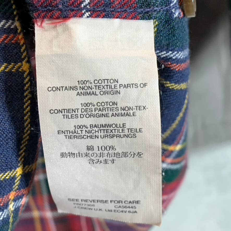 J.CREW Men's Multicolor Plaid Slim-Fit Elbow Patch Button-Up Flannel Shirt SZ S