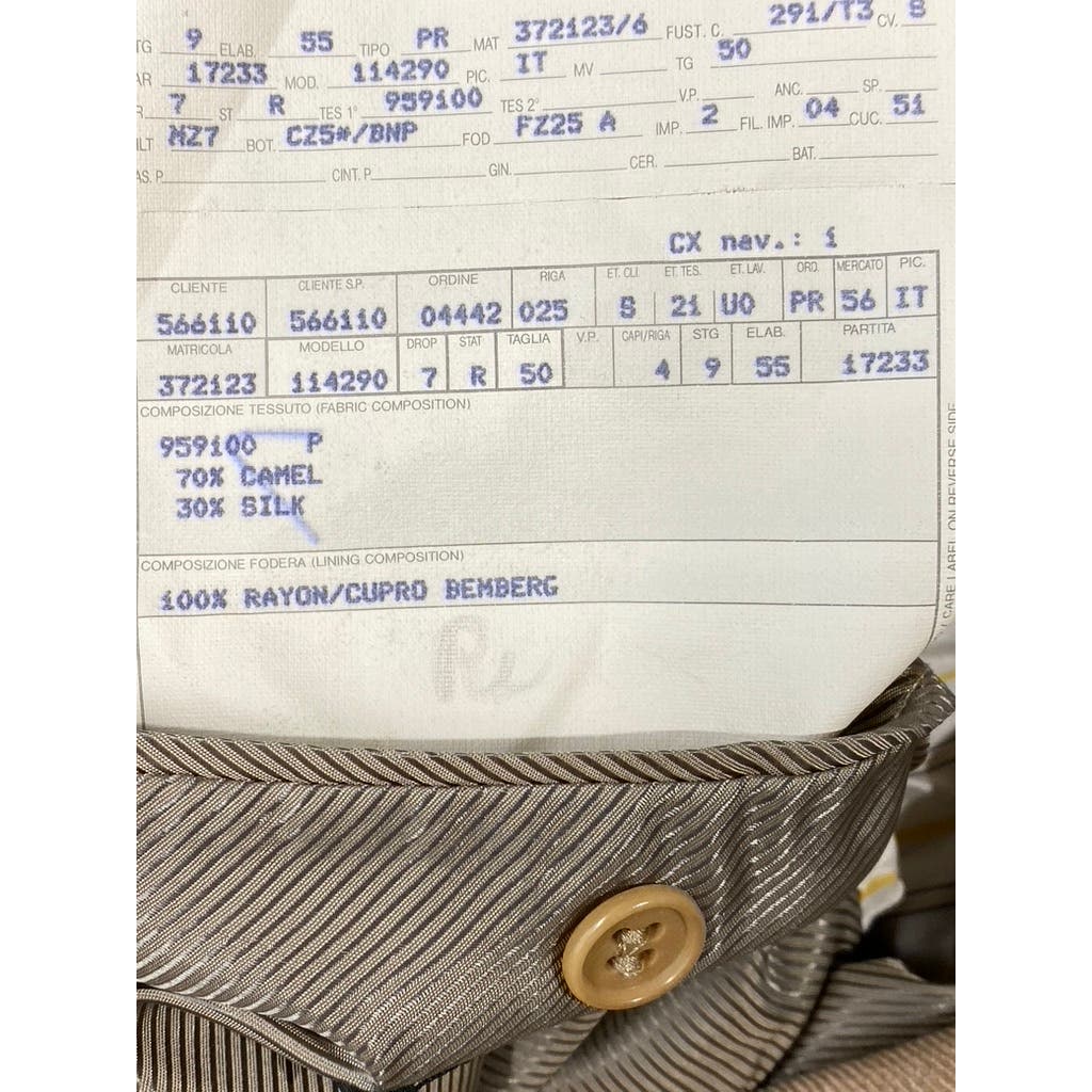 ERMENEGILDO ZEGNA Men's Tan Camel Silk Three-Button Blazer SZ 40R