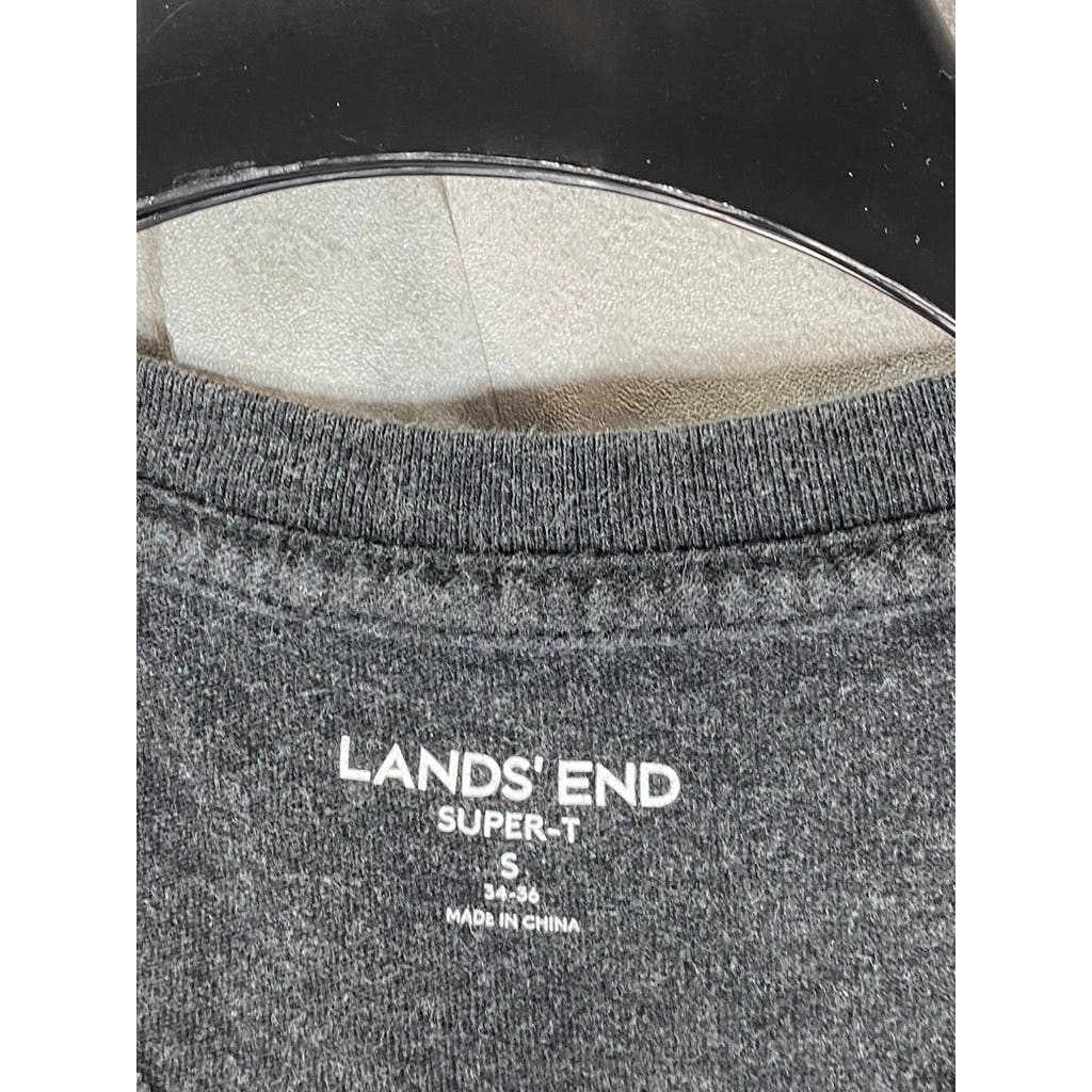 LANDS' END Men's Charcoal Super-T Crewneck Short Sleeve T-Shirt SZ S