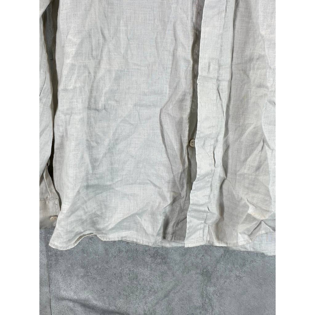 COS Men's Beige Button-Up Long-Sleeve Shirt SZ M