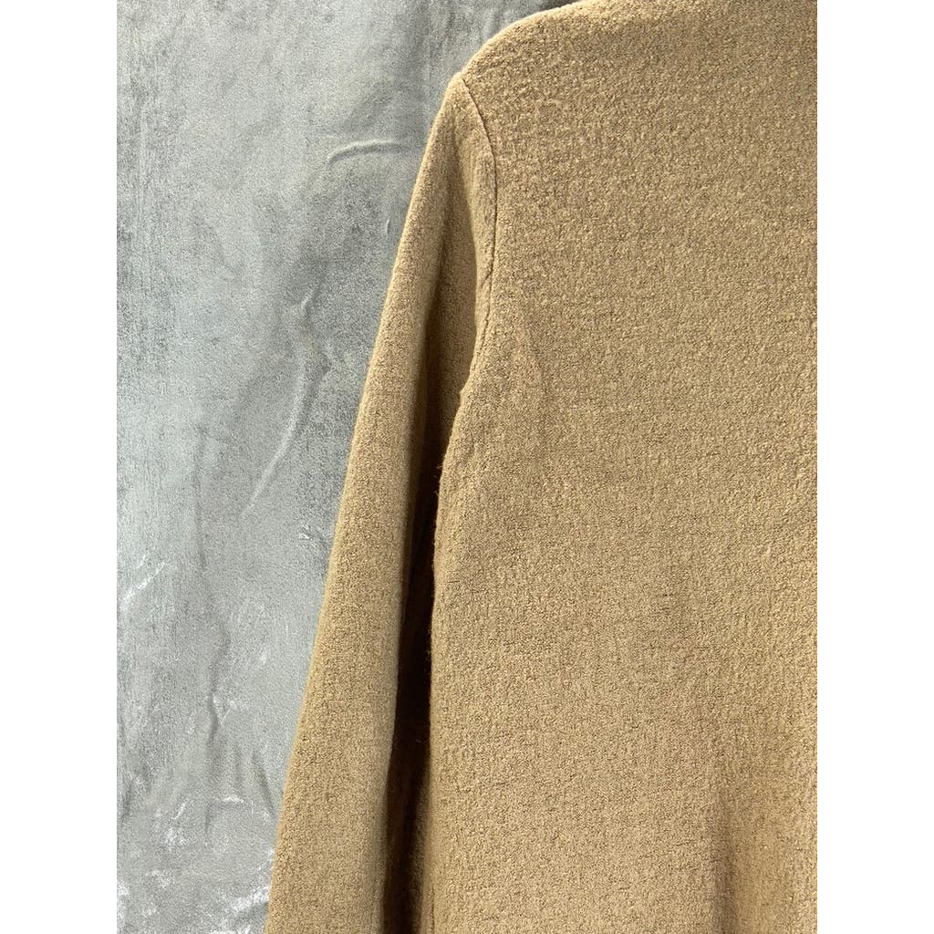 RACHEL ZOE Women's Tan One-Button Wool Blend Coat SZ S