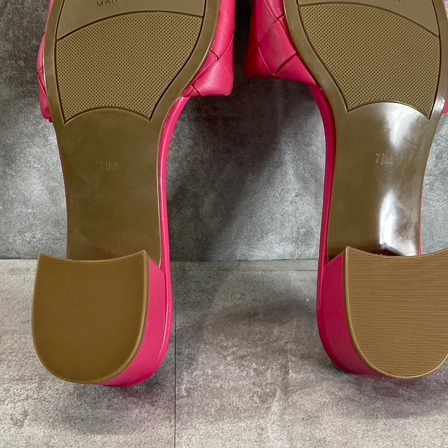 MARC FISHER Women's Pink Casper Weave Square-Toe Slip-On Block-Heel Sandals