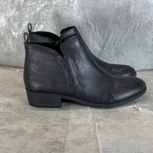 SUN+STONE Women's Black Cadee Memory Foam Slip-On Block Heel Ankle Booties SZ 7