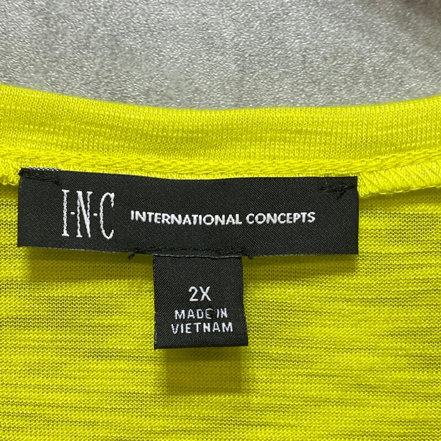 INC INTERNATIONAL CONCEPTS Plus Size Yellow Side-Ruched Short Sleeve Crewneck T-Shirt SZ 2X