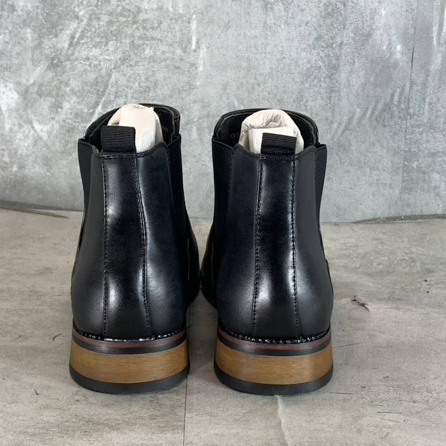 VANCE CO. Men's Black Faux Leather Landon Slip-On Chelsea Dress Boots SZ 8