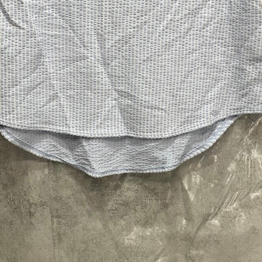 UNBRANDED Blue Textured Crewneck Layered Short Sleeve Top SZ S