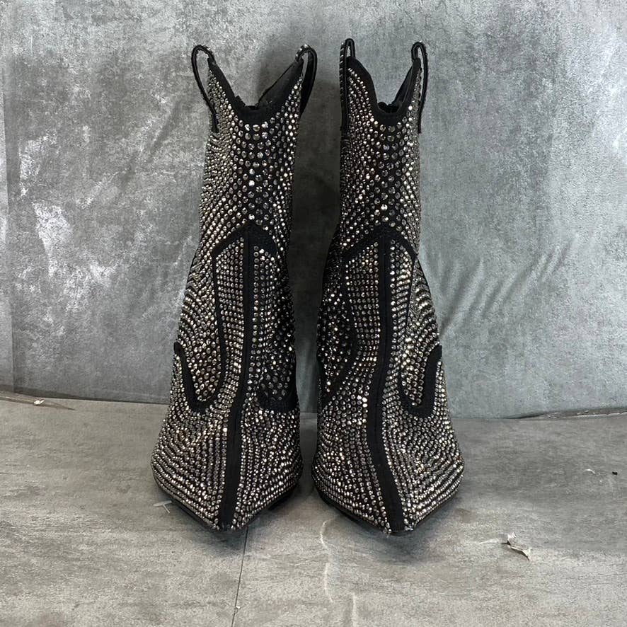 INC INTERNATIONAL Women's Black Oaklynne Rhinestone Pointed-Toe Booties SZ 7