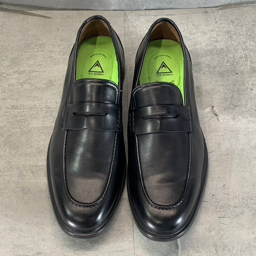 VANCE CO. Men's Wide Width Black Faux Leather Keith Slip-On Penny Loafers SZ 12W
