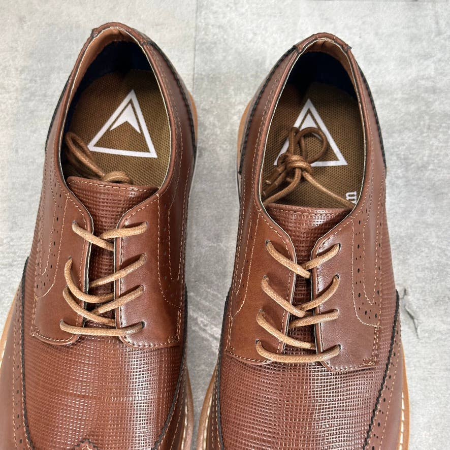 VANCE CO. Men's Brown Faux-Leather Warrick Memory Foam Wingtip Oxfords SZ 11