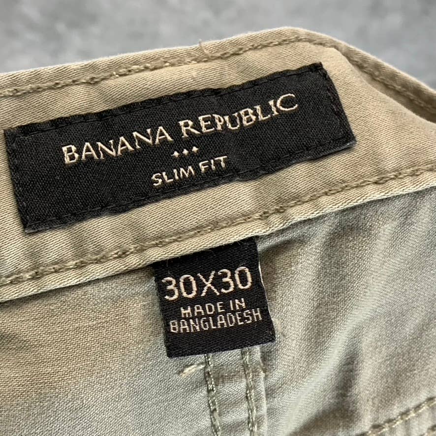 BANANA REPUBLIC Men's Sunwashed Taupe Sueded Slim-Fit Stretch Pants SZ 30X30