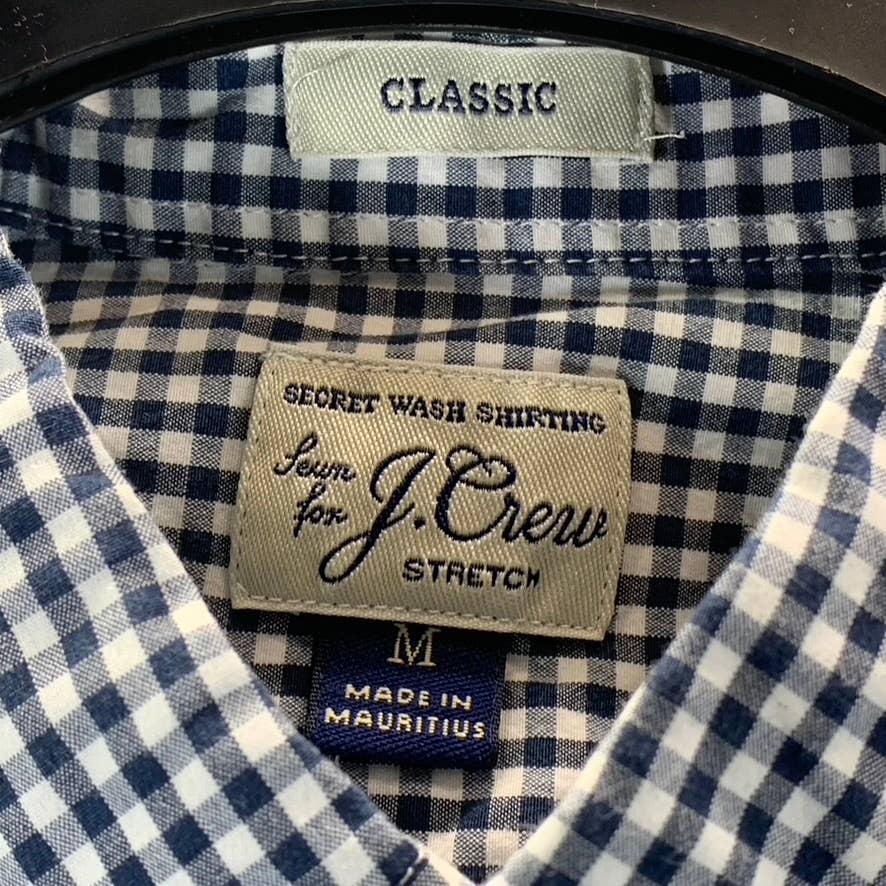 J.CREW Men's Black/White Gingham Classic-Fit Stretch Button-Up Shirt SZ M