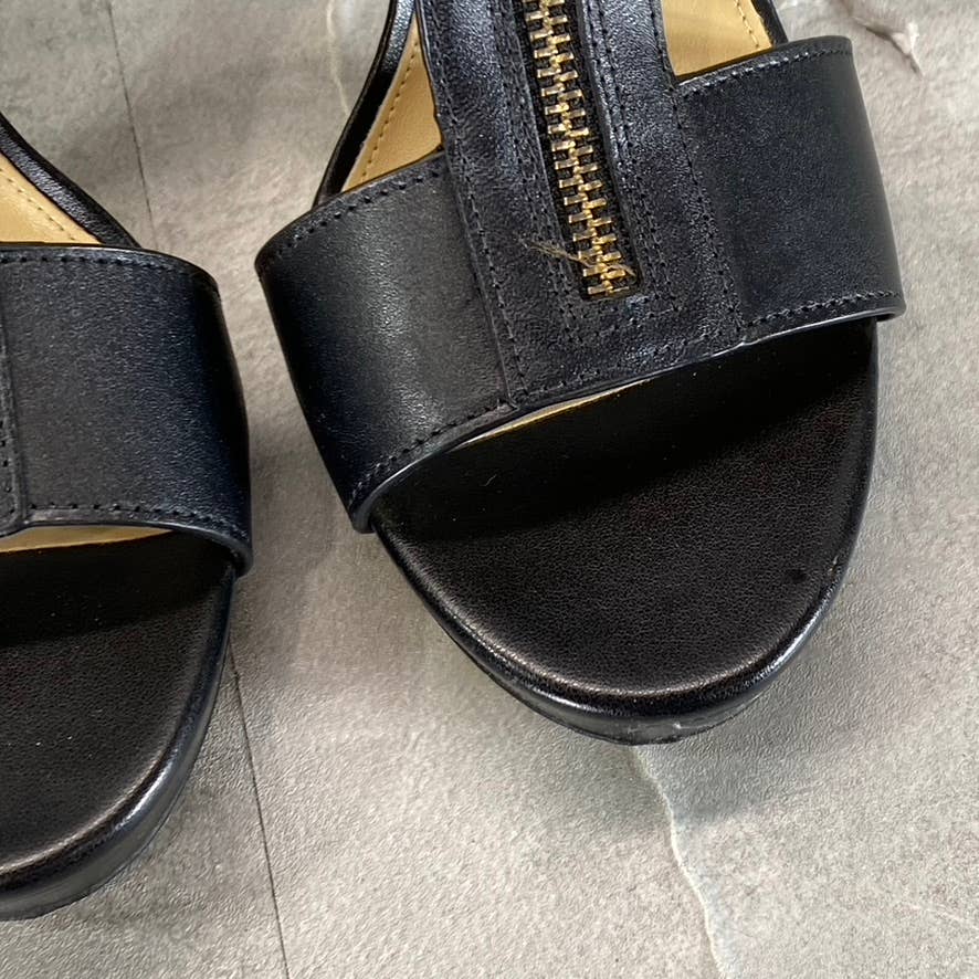 MICHAEL MICHAEL KORS Women's Black Leather Berkley T-Strap Platform Sandals SZ 9