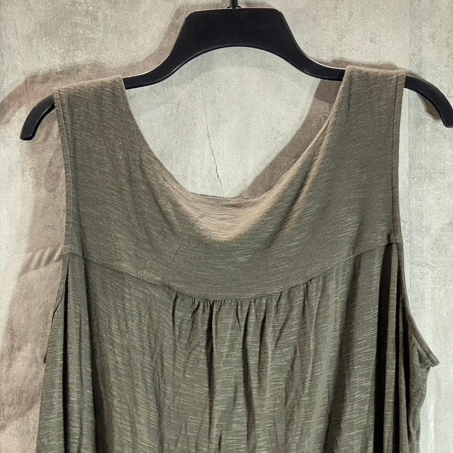 HALOGEN Women's Plus Size Grey Beluga Drape Neck Sleeveless Top SZ 1X