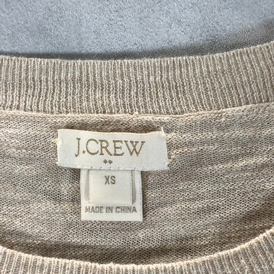 J.CREW Women's Tan Crewneck Long Sleeve Lightweight Pullover Sweater SZ XS